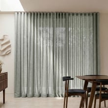 Custom Burano Linen-Blend Sheer S-Fold Single Panel Curtain & Track Set